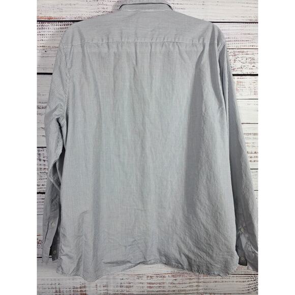 Lacoste men's button up long sleeve Blue/white checkered size 44 - Picture 2 of 7